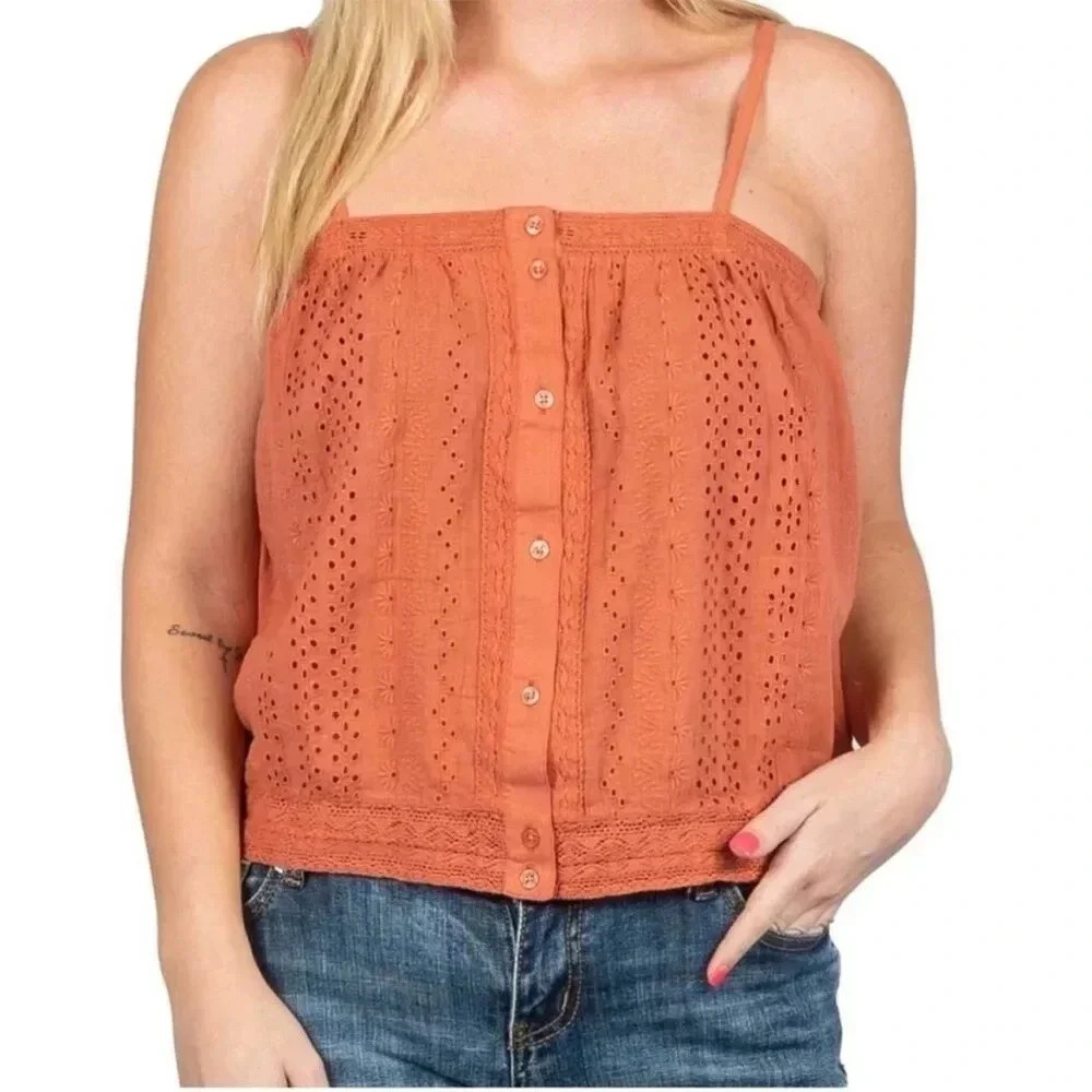 Lucky Brand eyelet cutout tank top